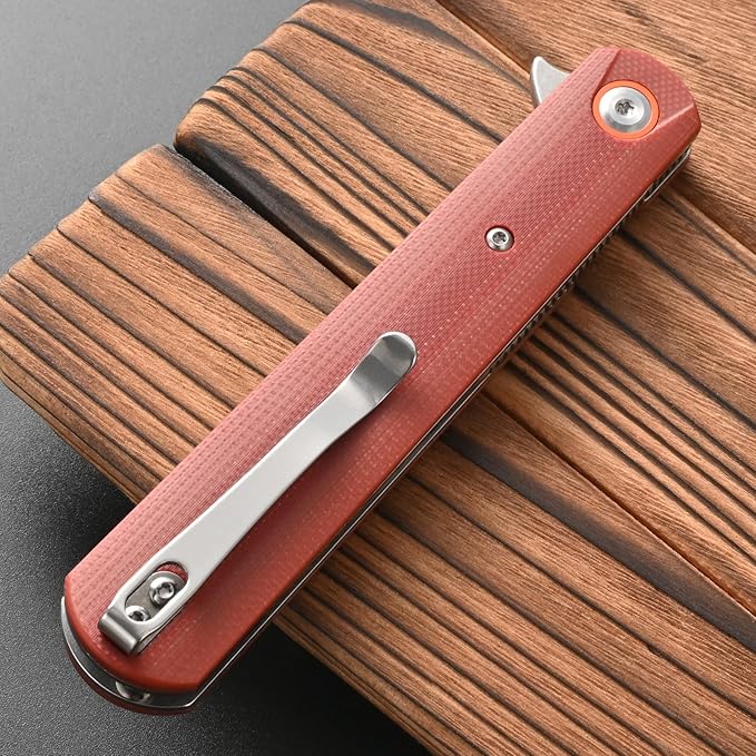 FF6 Folding Knife,D2 Steel Blade G10 Handle EDC Tool Knife for Camping,Hiking,Hunting,Fishing(Brown)