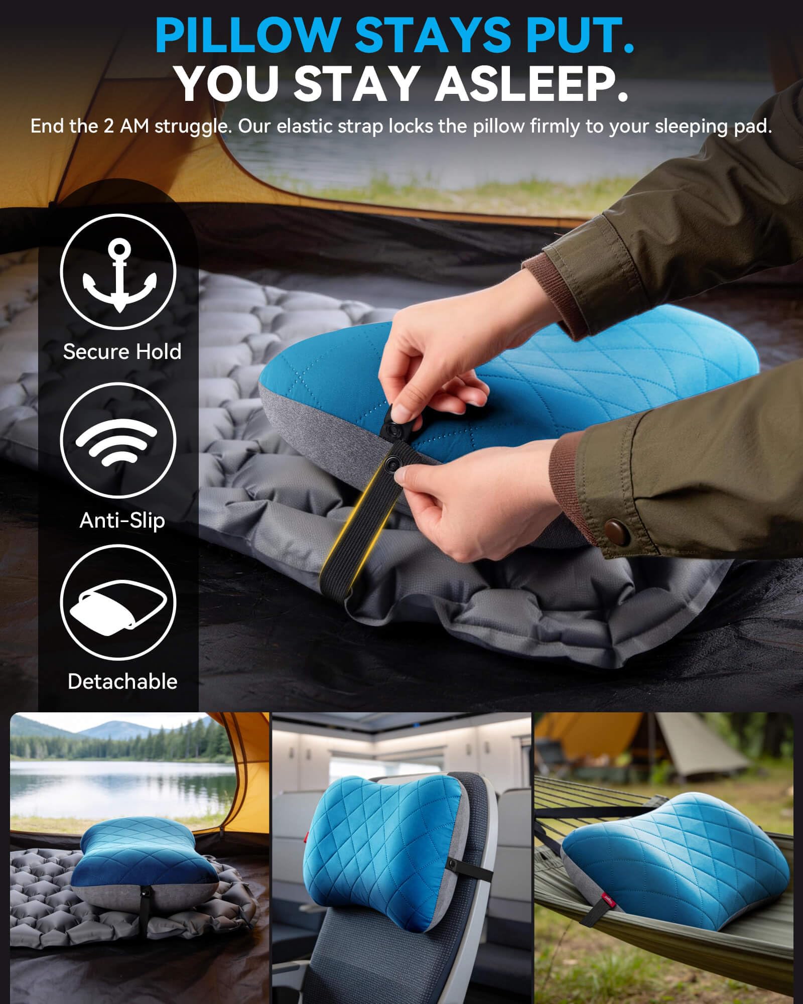 Hikenture Camping Pillow with Removable Cover, Ultralight Inflatable Pillow