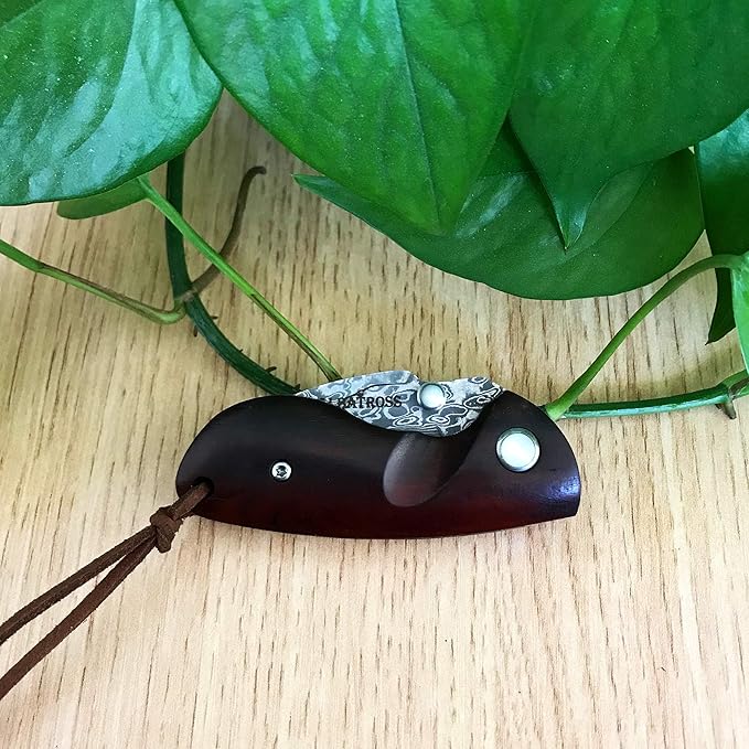 ALBATROSS Mini Pocket Knife - 4.75" Modern Damascus Steel Folding Knife with Red Sandalwood Handle - 71 Layer Hand Forged Blade - Liner Lock System - Luxury Gift Box - HGDK013