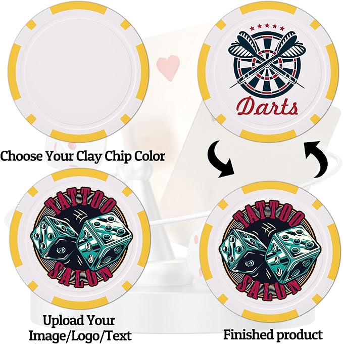 Custom Clay Poker Chips, 11.5Gram Personalized Poker Chips with Full Color Logo,Casino-Grade Monte Carlo Style Chips, Event Tokens for Texas Hold’em, Blackjack, Card Nights, Pack of 50