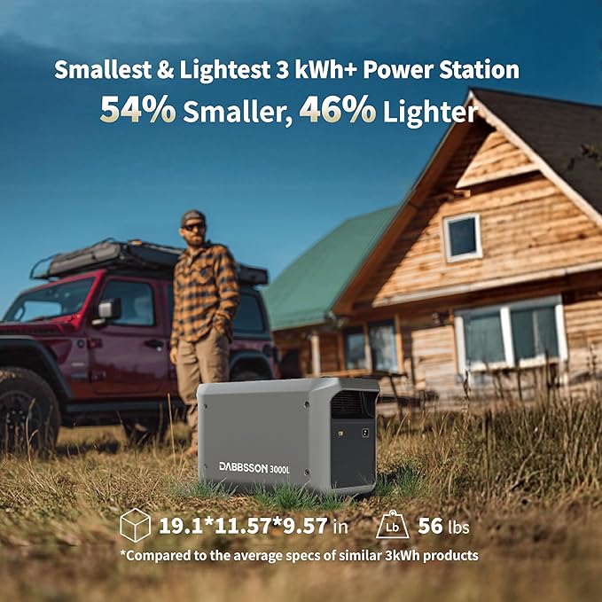 DABBSSON 3000L 3072Wh Solar Generator with 420W Solar Panel, Semi-Solid LiFePO4, 3000W AC Output×6,TT-30×1 for Charging RV,P-Boost 3600W,Lightweight,1.3X Runtime,Power Station for Camping Home Backup