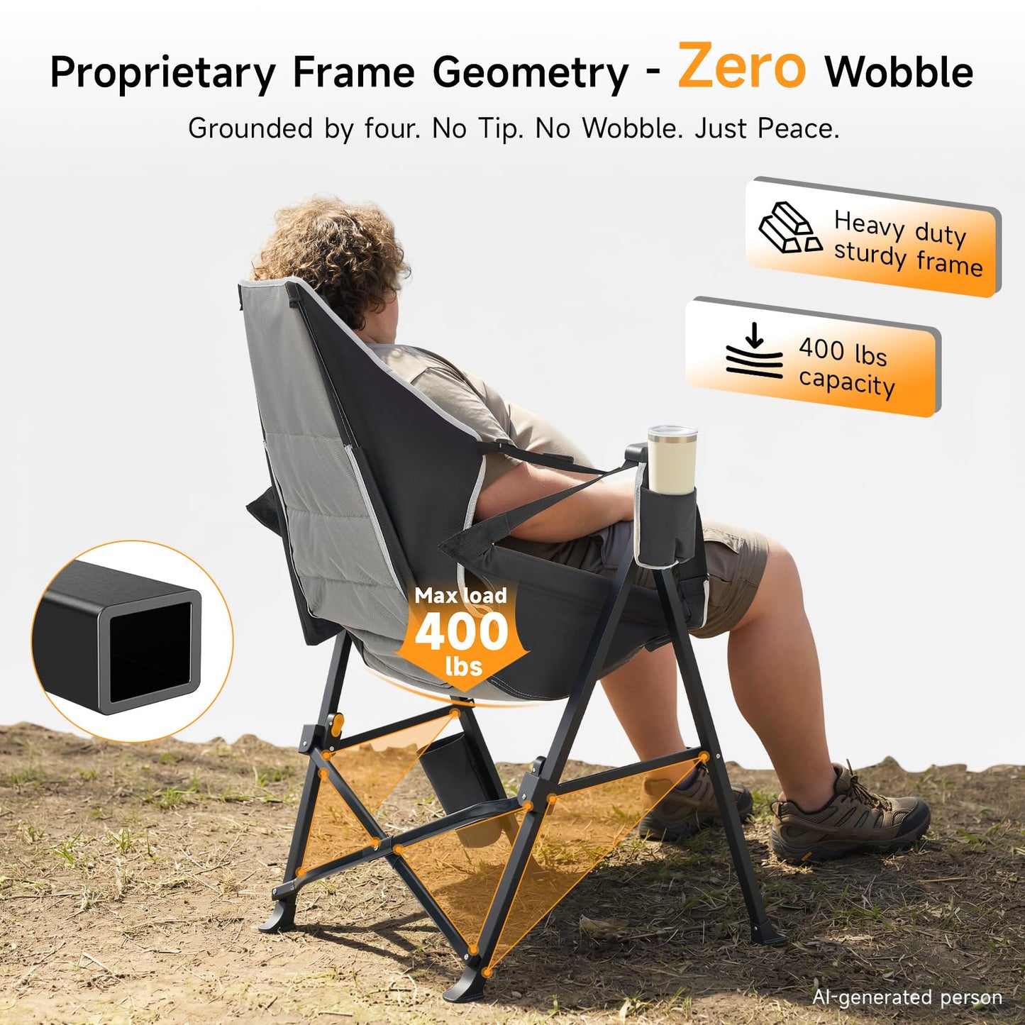 Dovov Hammock Camping Chair with Removable Footrest, 400lbs Heavy Duty Portable Swing Chair Outdoor