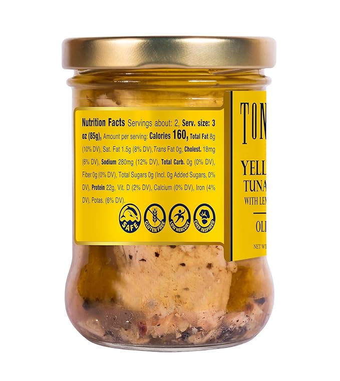 Tonnino Yellowfin Tuna Fish ??Lemon Pepper in Olive Oil ??Pack of 6 ??Alternative to Salmon ??Protein Snacks ??Ready to Eat Meals