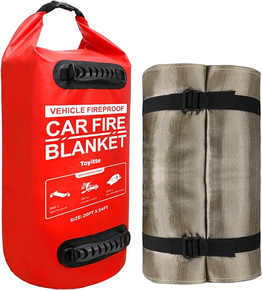 Car Fire Blanket, Large Emergency Fire Extinguisher Blanket for Electric/Fuel Vehicle Accidents, Heat Resistant Fire Suppression Blankets 20FT * 24FT