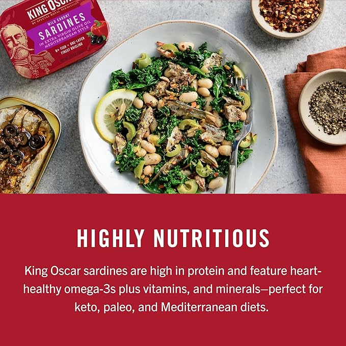 King Oscar Wild Caught Brisling Sardines Tiny Tots Extra Virgin Olive Oil, 45 Oz, Pack of 12