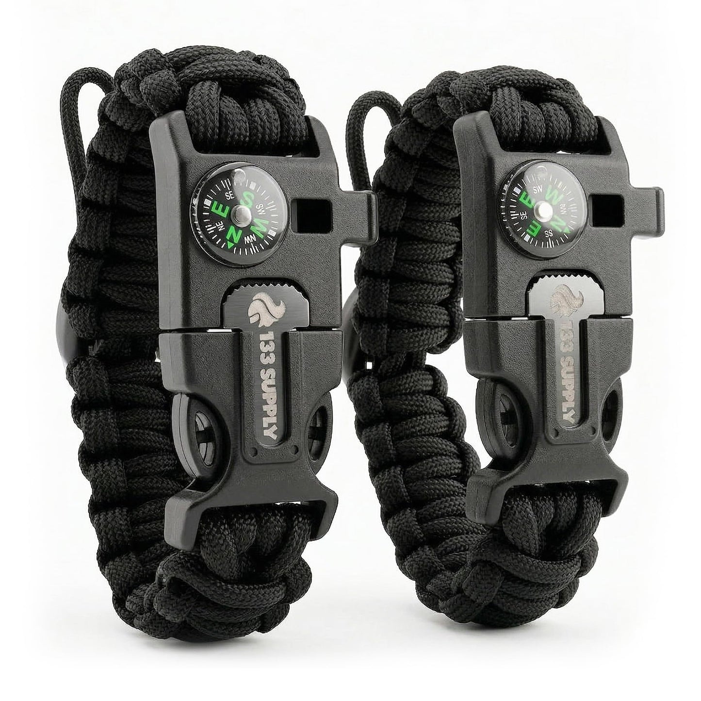 133 SUPPLY Tactical Paracord Compass Hiking Survival Bracelet Men Dad Gifts Camping Accessories