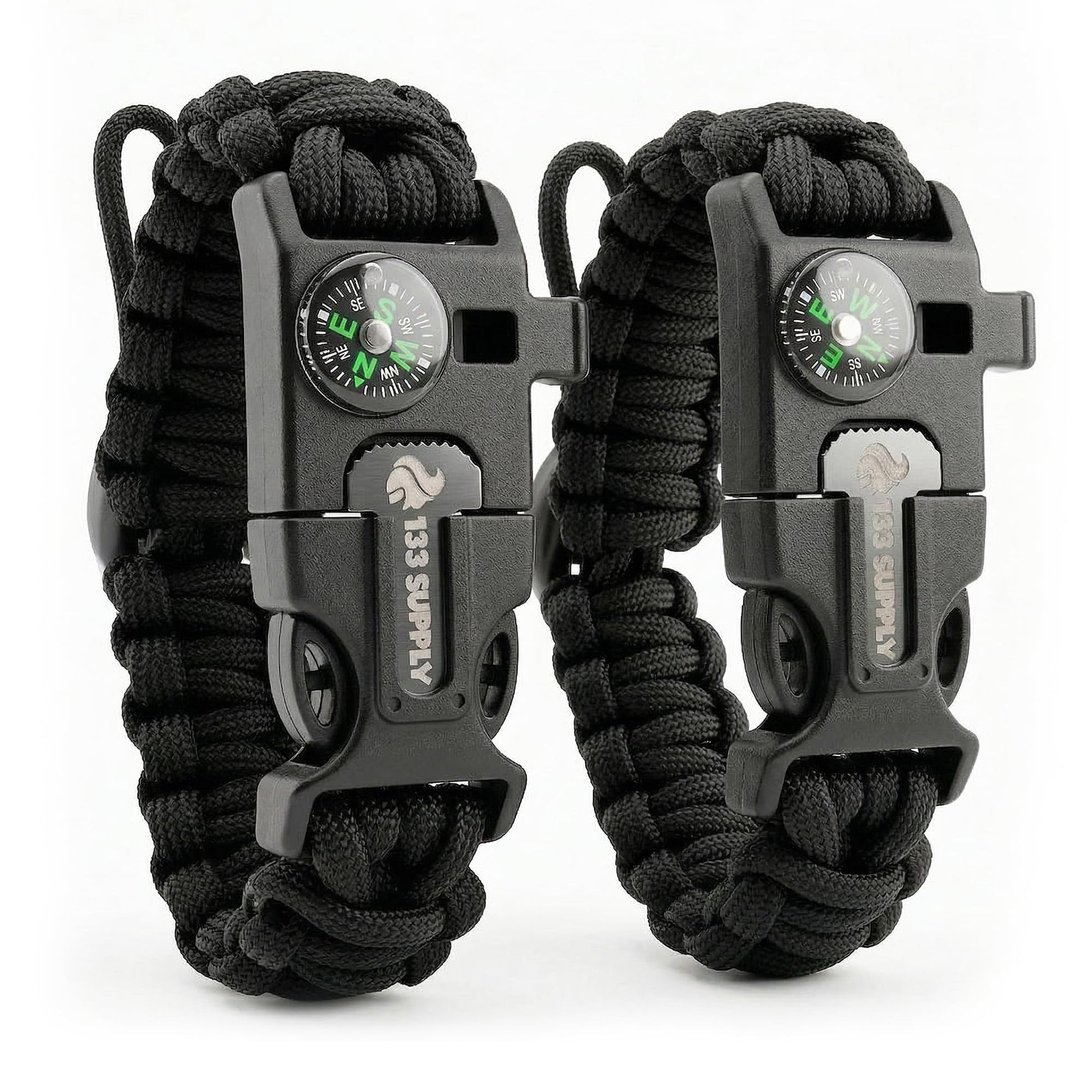 133 SUPPLY Tactical Paracord Compass Hiking Survival Bracelet Men Dad Gifts Camping Accessories