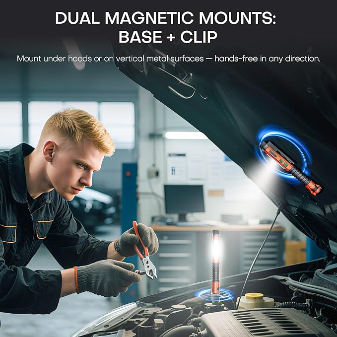 EDC Flashlight Rechargeable,800 Lumen Small Flashlight with Magnetic Clip & Base, 11 Modes LED Flashlight,Glass Breaker&Bottle Opener, USB-C Flashlight for Working,Home and Emergency