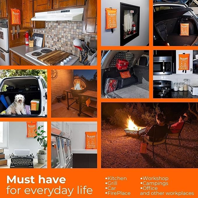 Supa Ant Silicone Fire Cloak for Fireproof Suit Emergency Blanket for Home and Kitchen - Emergency Poncho as Heat Shield Blanket - Fire Resistant Hoodie - Escape Suit with Cape and Hood (75x60 in.-XL)