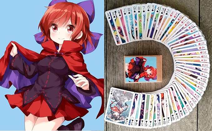 Anime Playing Cards # Poker Deck 54 Cards All Different # Touhou Cute Funny Neko Anime Manga
