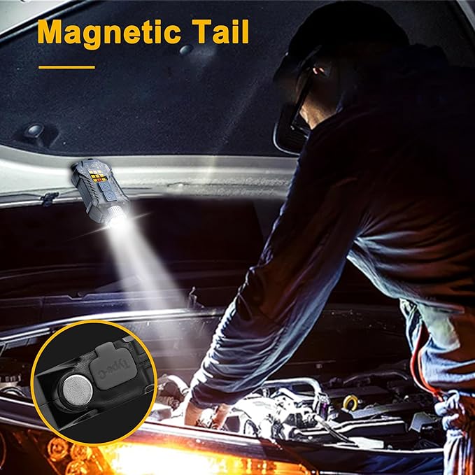 Head Lamps Led Rechargeable 2PCS, 230° Wide Beam Sensing COB Headlamp Flashlight Detachable, 9 Light Modes, Hard Hat Lamp, IP65 Waterproof 400 Lumens for Camping, Fishing, Working, Gift (2, Black)