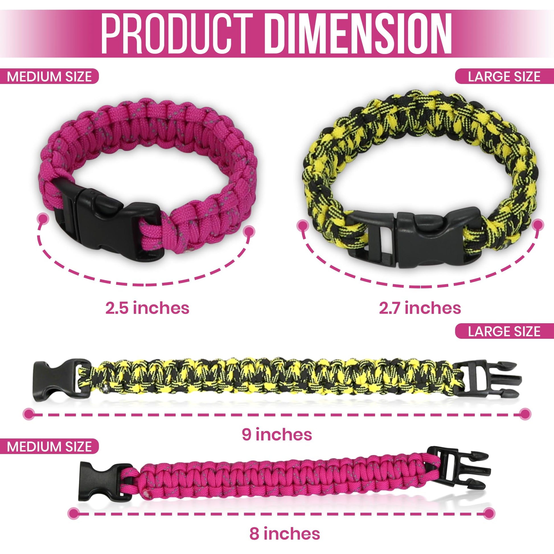 Iconikal 12-Pack Paracord Survival Bracelets Quick-Release Clip