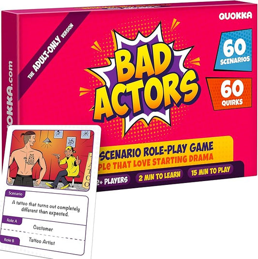 QUOKKA Charades & Guessing Game for Adults - 120 Hilarious Scenarios & Quirk Cards | Perfect for Adult Game Night, Parties, Gifts & Reunions | Original Pack