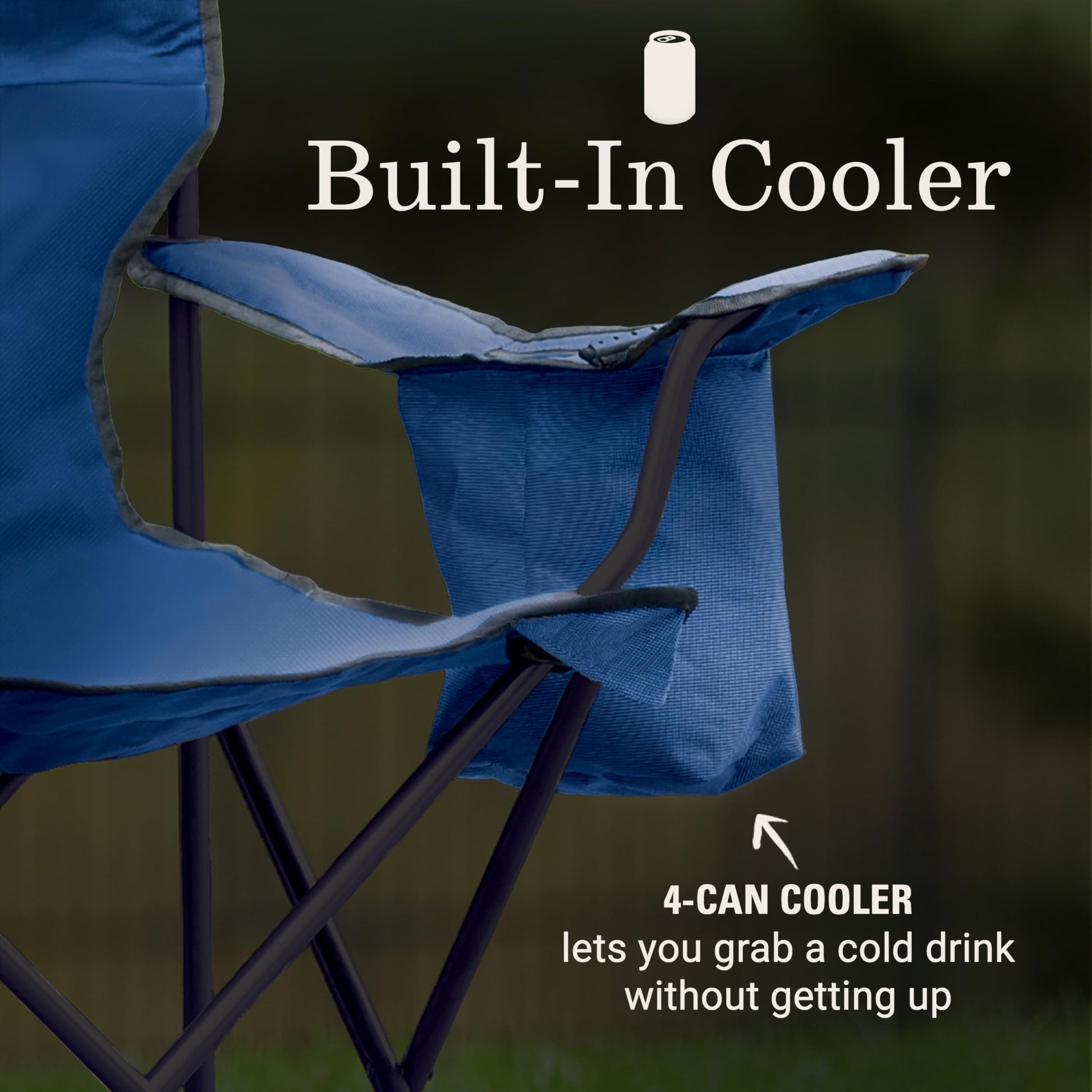 Coleman Portable Camping Chair with 4-Can Cooler, Cushioned Seat & Back with Side Pockets & Cup
