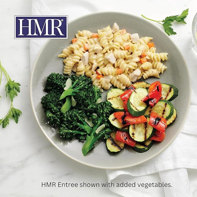 HMR Rotini Chicken Alfredo Entrée | Pre-packaged Lunch or Dinner to Support Healthy Eating | Ready to Eat | 16g of Protein | Low Calorie Food | 7oz Serving per Meal | Pack of 6