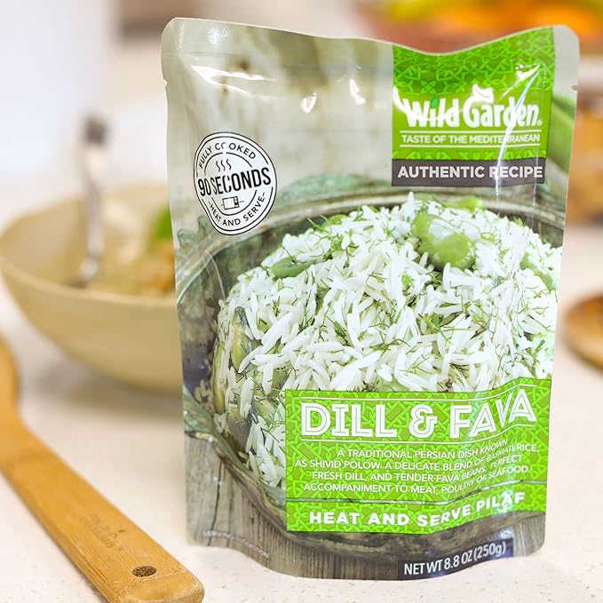 Wild Garden Heat and Serve Pilaf, Dill & Fava, Fully Cooked, Ready to Eat, Microwavable 8.8 oz, 6 pack