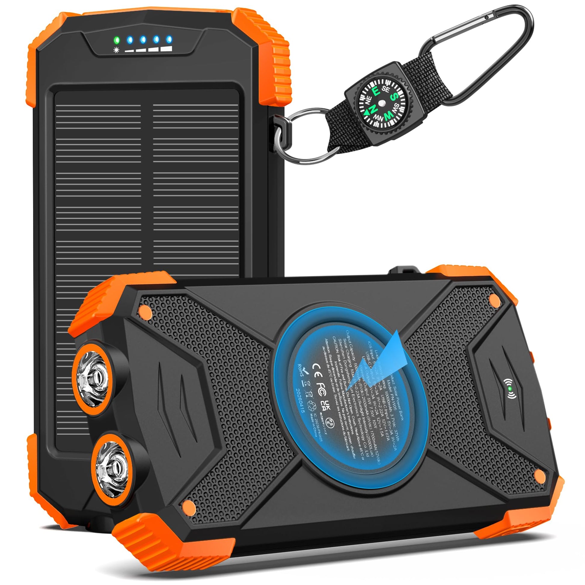 BLAVOR Solar Power Bank 10,000mAh, Portable Wireless Charger, 20W Fast Charging External Battery