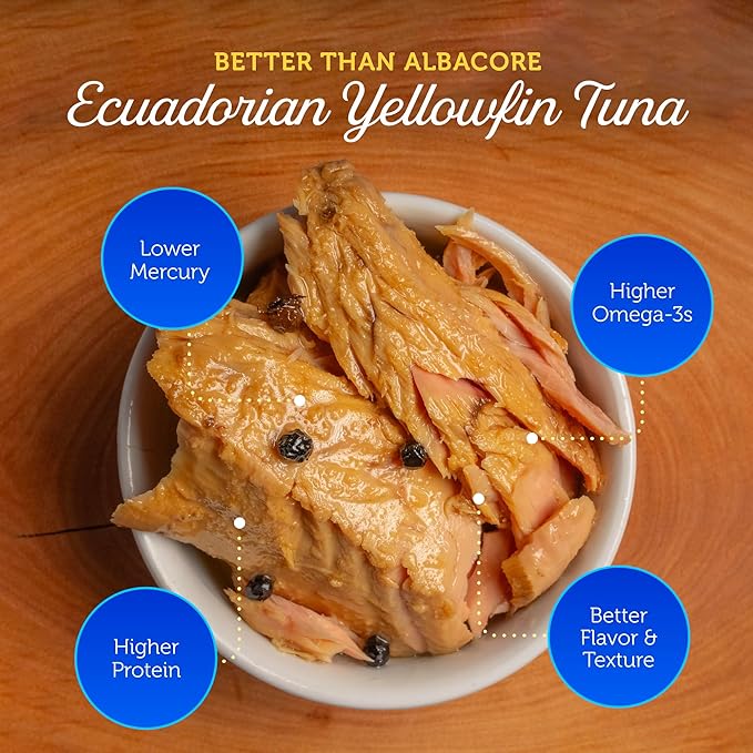 ONBOARD Yellowfin Tuna Fillets, Mediterranean Seafood Diet | Pescatarian Jarred Atun, Fresh Sea Tuna Salad | High in Protein - Healthy Ready-to-Eat Snacks, Packed in Glass Jar | (6 Packs, Peruvian Peppers)