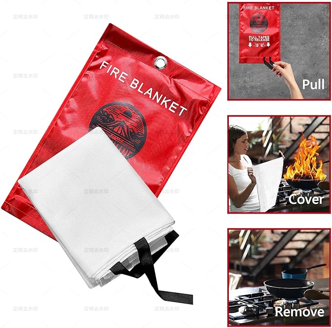 Lovelin 2-Pack Emergency Fire Blanket - 40' x 40' Fiberglass Fire Blanket (Red)