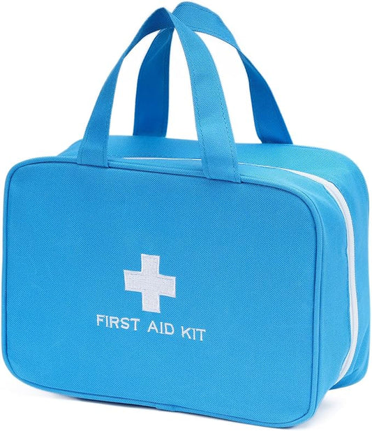 Compact Empty First Aid Kit Bag Emergency Trauma Medical Pouch Travel Medicine Organizer Bag for Home, Camping, Traveling, Car (Blue)