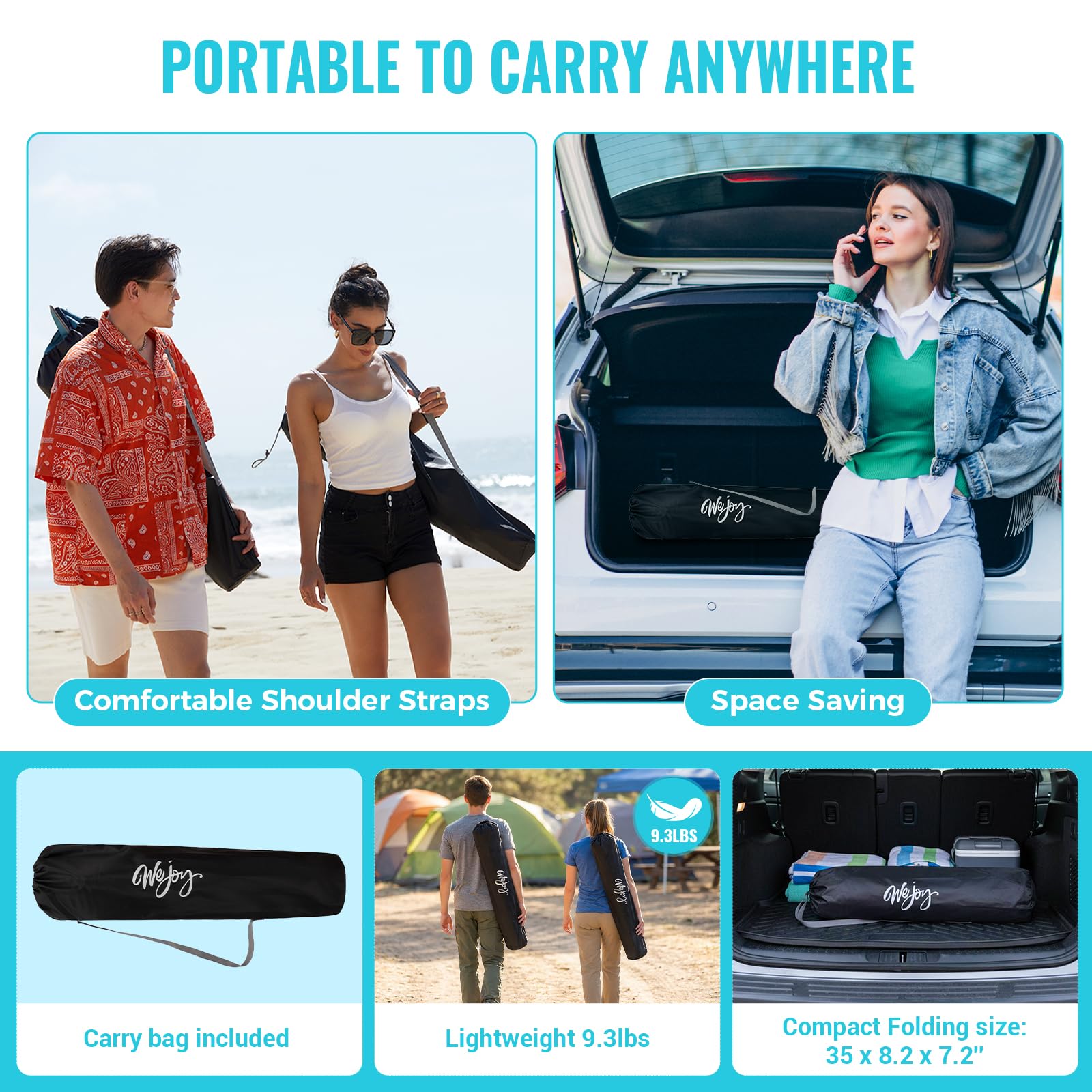 #WEJOY 2-in-1 Reclining Camping Chair with Footrest for Adults Folding Lounge Chair with Adjustable