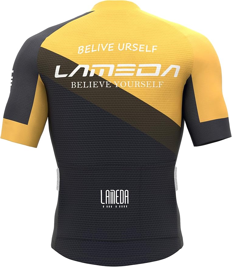 LAMEDA Men's Cycling Jersey Breathable Lightweight Bike Jersey Short Sleeve Quick Dry Moisture Wicking Biking Shirts