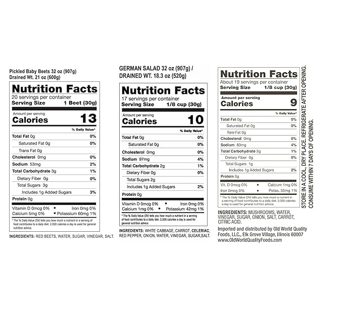 Old World Quality Foods Pickled Veggie Variety Pack ??3 Jars (1 Beets, 1 Mushrooms, 1 German Salad) ??All Natural & Gluten-Free (Mixed 3-Pack (1 of Each Flavor))