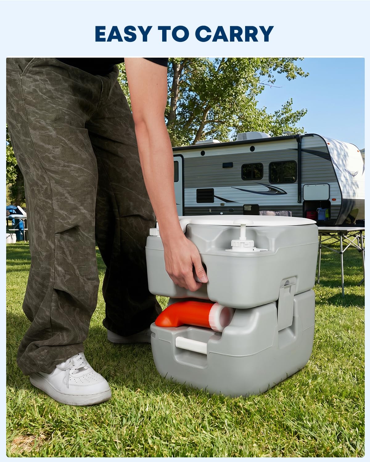 Kohree 5.8 Gal Camping Toilet for Adults with Diagonal Elongated Bowl Seat