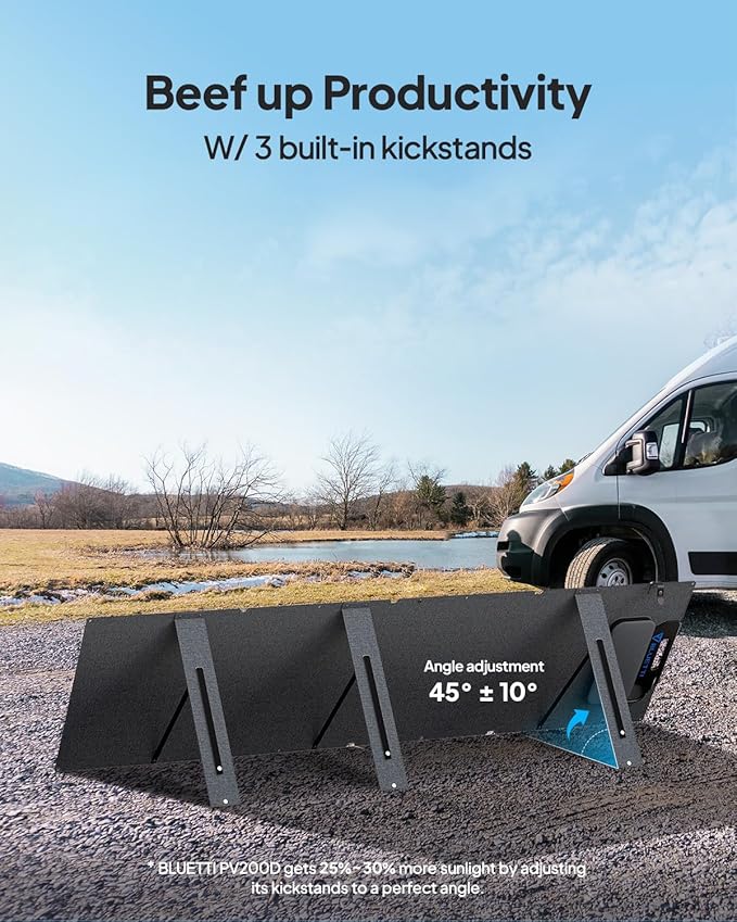 BLUETTI AC200L Solar Generator with 200W Panel and Charger 1 (Ships Separately), 2048Wh LFP Portable Power Station, w/4 2400W AC (3600W Lifting), 560W DC-DC Car Charger, for RV, Camping, Emergency Use