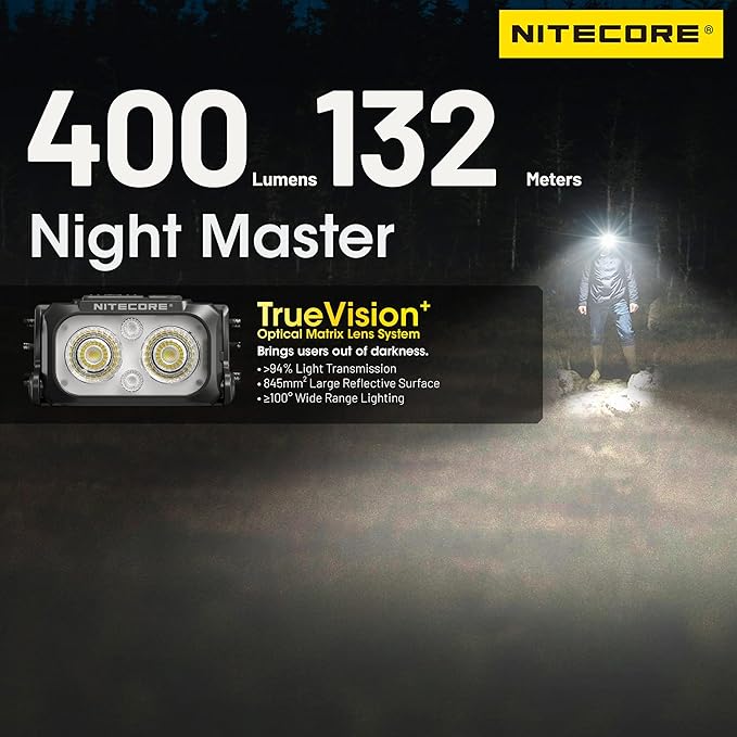 Nitecore NU25 MCT 400 Lumen Ultra Lightweight Multiple Color Temperatures Outdoor Headlamp USB-C Rechargeable Headlight Tag (Ultra Lightweight Headband)