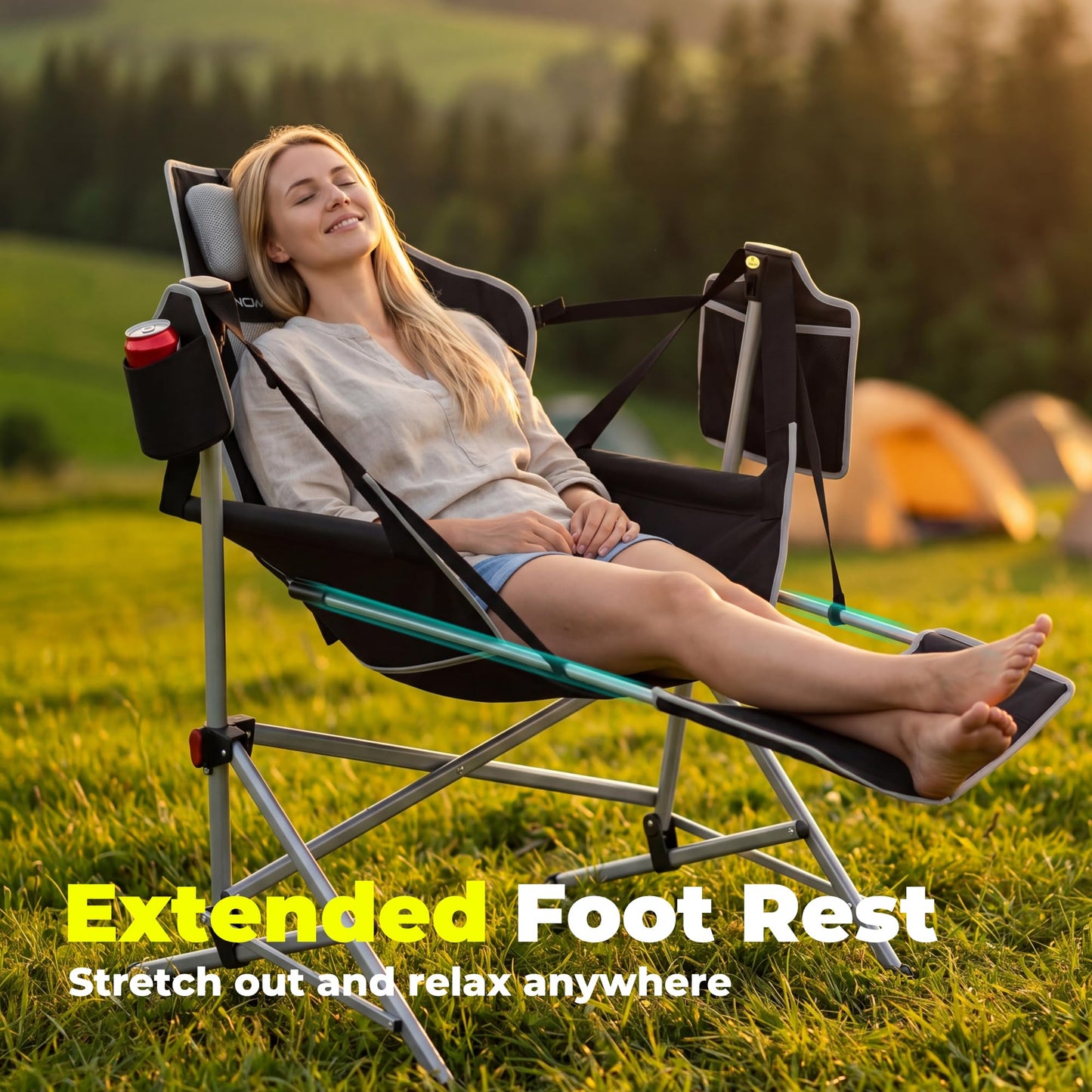 Hammock Camping Chair with Footrest, Heavy Duty Swinging Chair 500LB