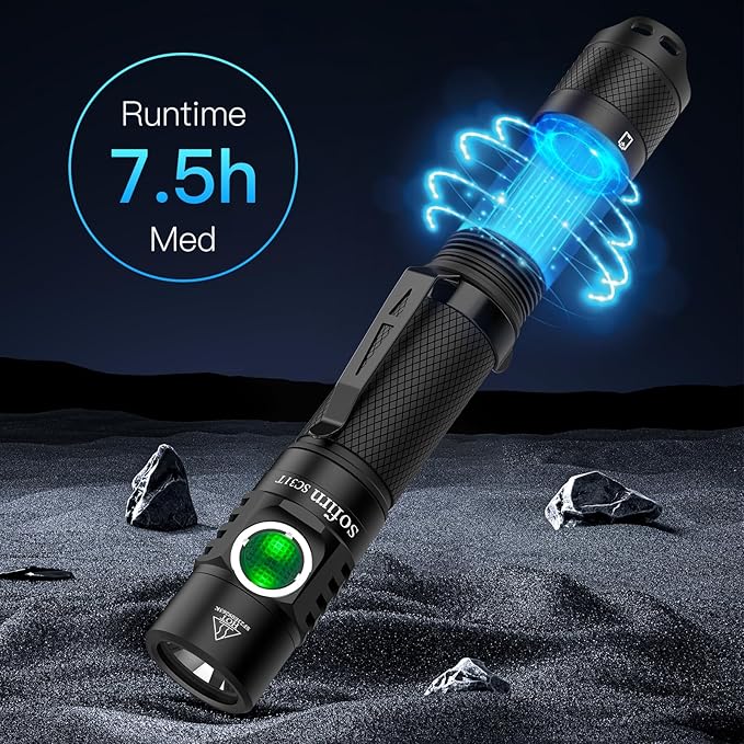 Sofirn SC31T Tactical Flashlight with Holster and Diffuser, Super Bright LED Flashlights, 2000 High Lumens, Rechargeable Small Flashlight for Home, Powerful Flashlights for Emergencies Camping Hiking
