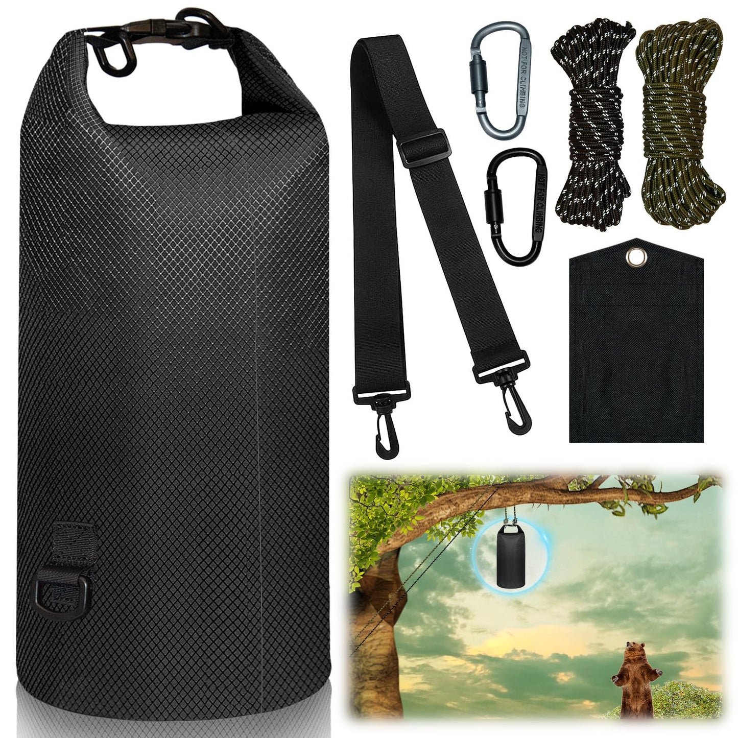 keepxaus Bear Bag Hanging Kit, 10L Waterproof Bear Bags for Food Backpacking Camping, Ultralight