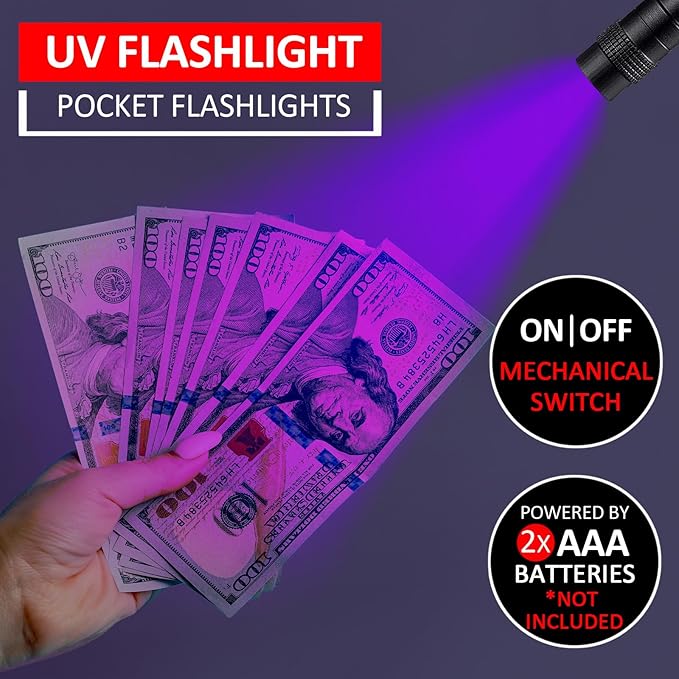 Beieverluck 10 Pack UV Black Light Flashlight Mini 395nm Pen Light with Clip LED Handheld Blacklight Detector for Leak Pet Urine Hotel Inspection Dry Stain and Bed Bug, Small