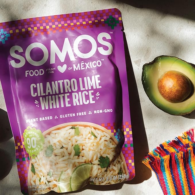 SOMOS Cilantro Lime White Rice - Gluten Free, Non-GMO, Vegan & Microwavable Meals Ready to Eat - Delicious, Healthy & Convenient - Perfect for Burrito Bowls, Tostadas & More | 8.8 oz (Pack of 6)