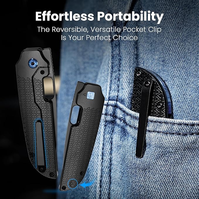 Kizer Varatas Pocket Knife, 3.27" S35VN Steel Blade, Black Titanium Handle, Folding Knife, Small Folding Pocket Knife, Ki3637A2