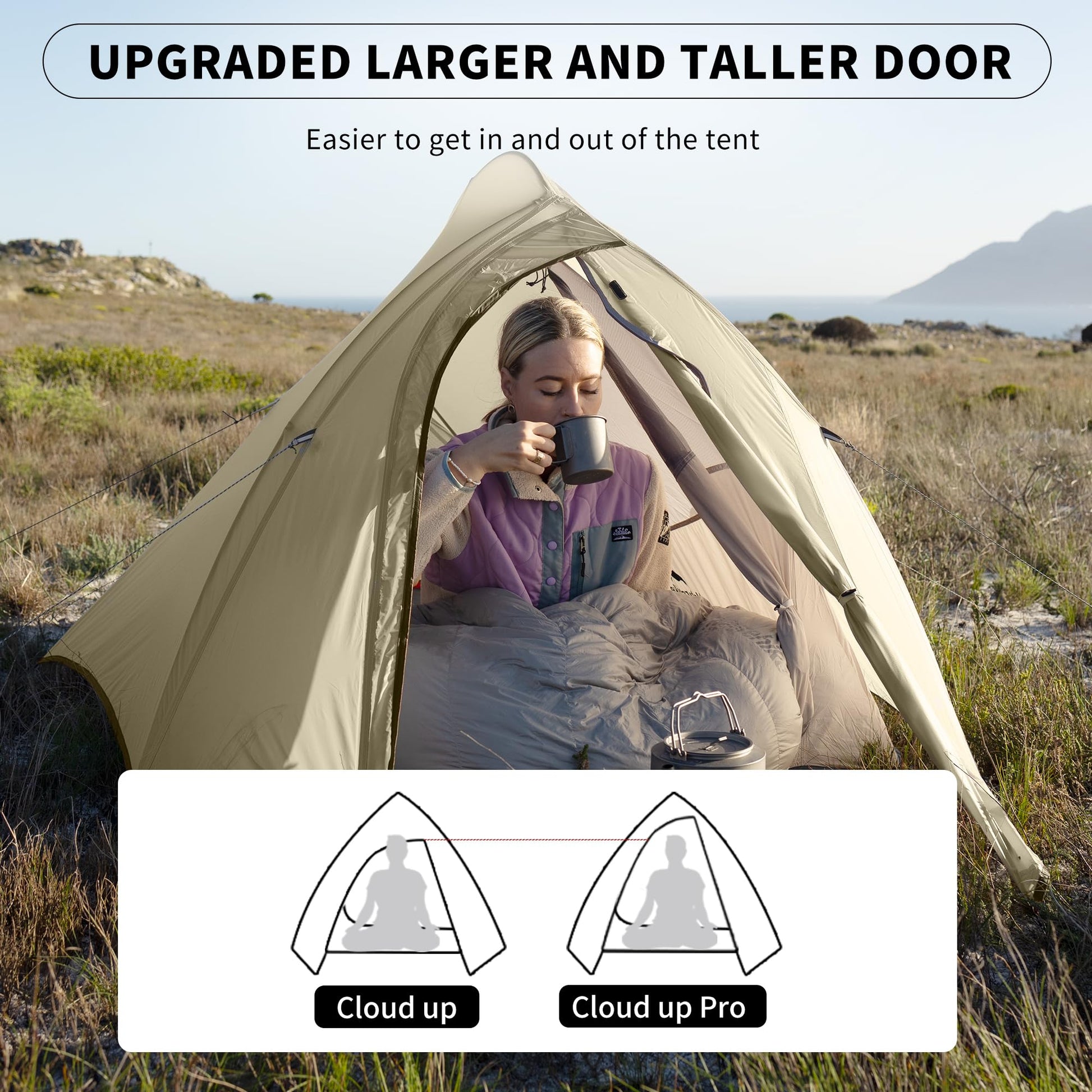 Naturehike Cloud-Up 1 Person Tent, Lightweight Backpacking Tents for One Man, Waterproof Ultralight