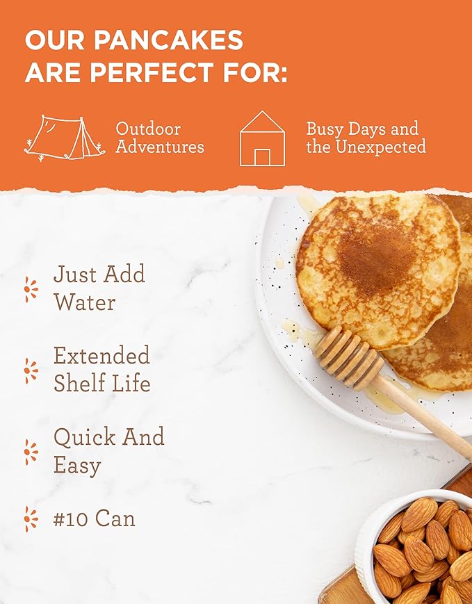 Simple Kitchen Homestyle Pancake Mix ??20 Servings for Family Meal Prep, Gluten Free & Freeze Dried Survival Just Add Water Canned Food, for Camping Meals, Backpacking & Hiking, #10 Can Package