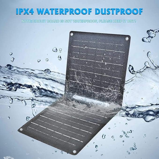 Portable Solar Panel (5V 2A Max) with USB-A Port for Cell Phone, Fan, Flashlight, IPX4 Waterproof Solar Panels, Foldable Solar Charger for Outdoor Camping, Hiking, Travel, Backpacking