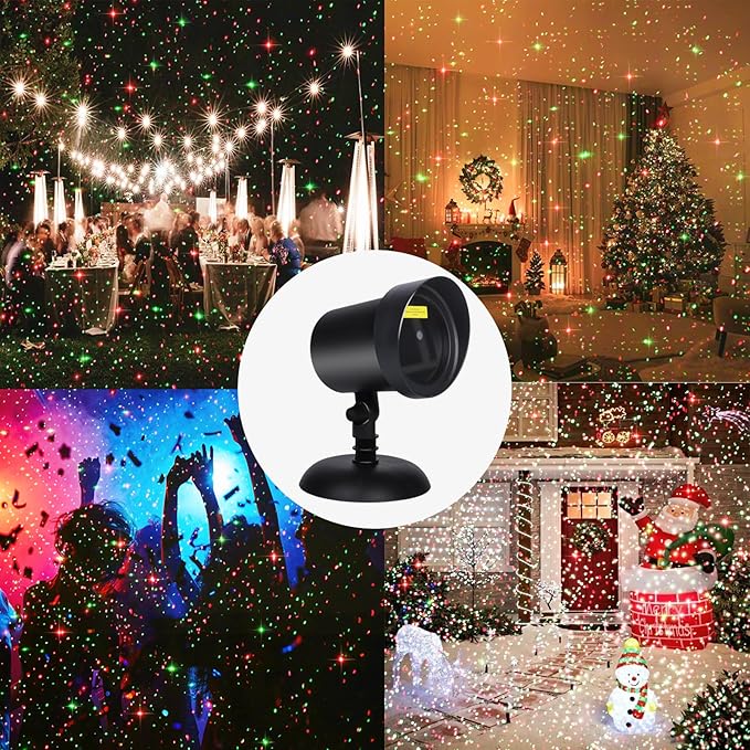 Christmas Laser Outdoor, Christmas Projector Light Outdoor Waterproof, Landscape Spotlight Red & Green Xmas Stars Show for Halloween, Holiday Decor for House, Party, Garden