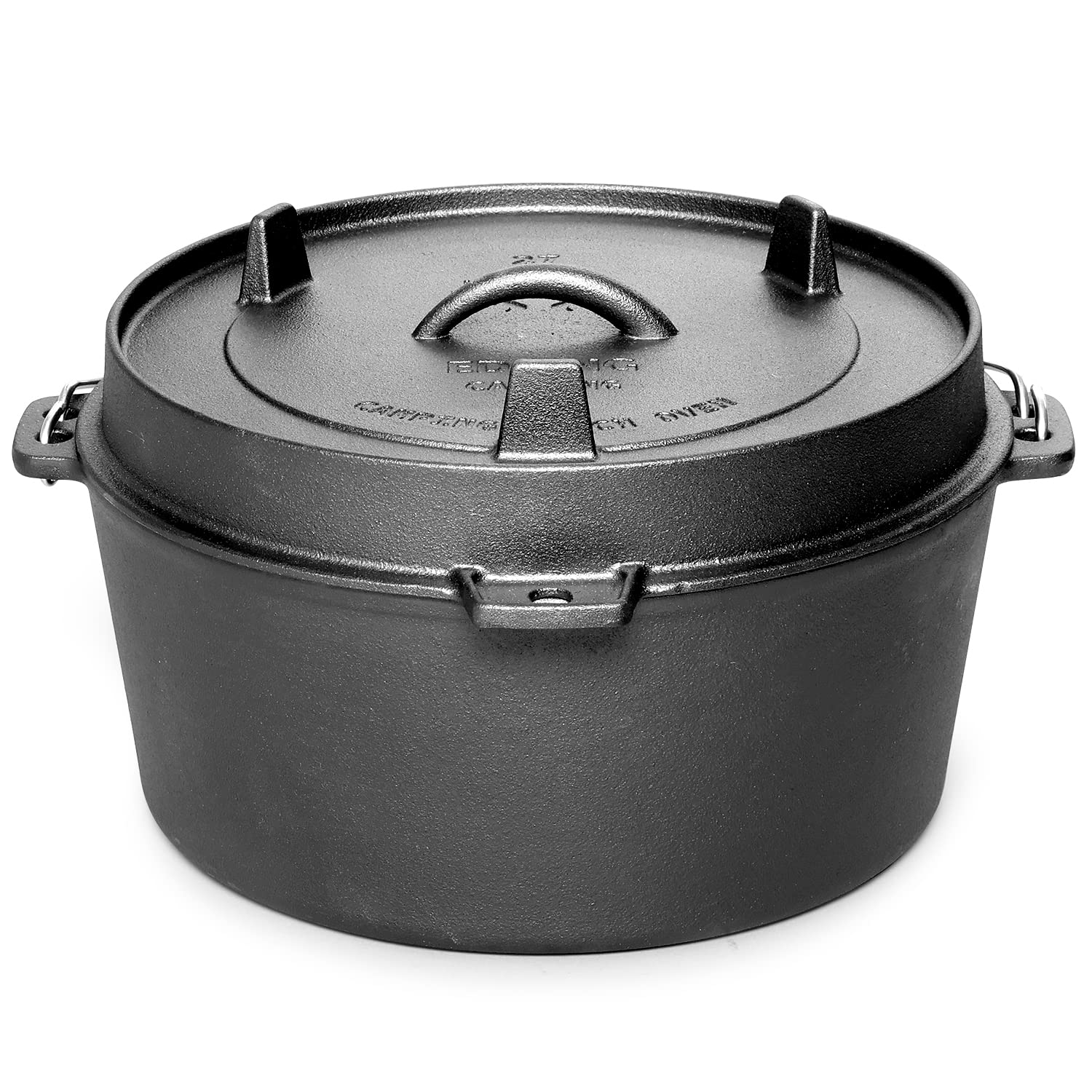 EDGING CASTING Pre-Seasoned Cast Iron Camping Dutch Ovens, Outdoor Camping Dutch Oven Pot with Lid