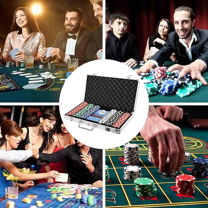 Poker Chip Set with Aluminum Case,Premium 11.5 Gram Casino Clay Chips Set for Texas Holdem,Blackjack,Gambling,Poker Games