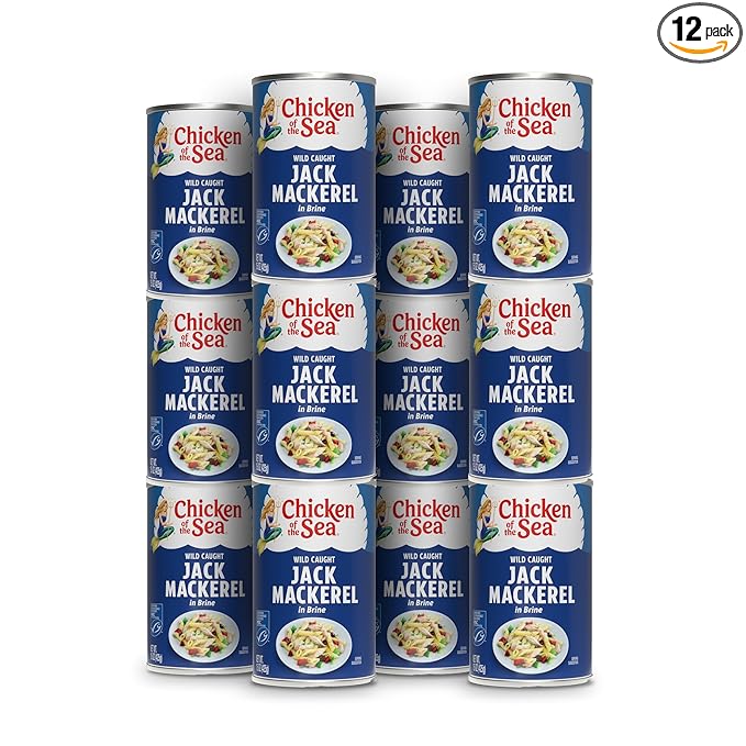 Chicken of the Sea Jack Mackerel in Brine, 15 oz. Cans (Pack of 12), Nutrient Rich, Wild Caught Canned Mackerel