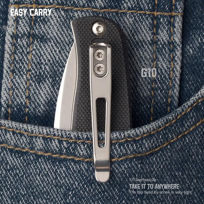 EDC Folding Small Pocket knife for men, women, 14C28N,Liner Lock,G10 Lightweight Handle, Cold Stainless Steel,Camping Tactical Knives Belt Clip, Flipper Microtech Elemental Survival Hiking Hunting Gadgets Gear Tool Dad Father Gift,Ruike P662