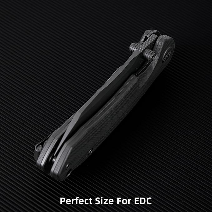 Folding Pocket Knife, 3.35" 14C28N Blade G10 Handle EDC Knife with Liner Lock, Small Pocket Knife with Clip for Men, Sharp Camping Hiking Hunting Survival Knives (Black)