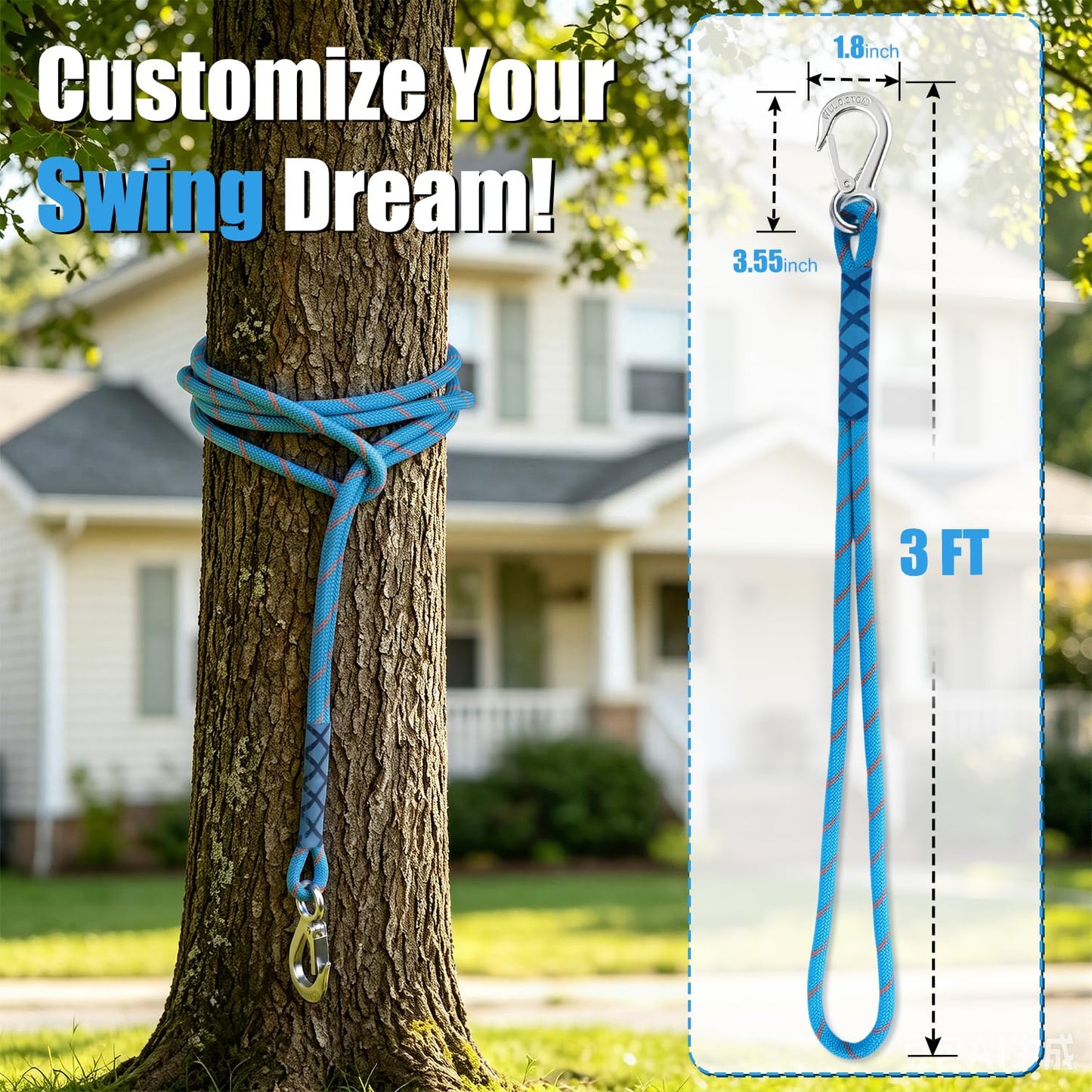 KKIKK 2 Pack Tree Swing Straps Hanging Kit with Stainless Steel Buckle