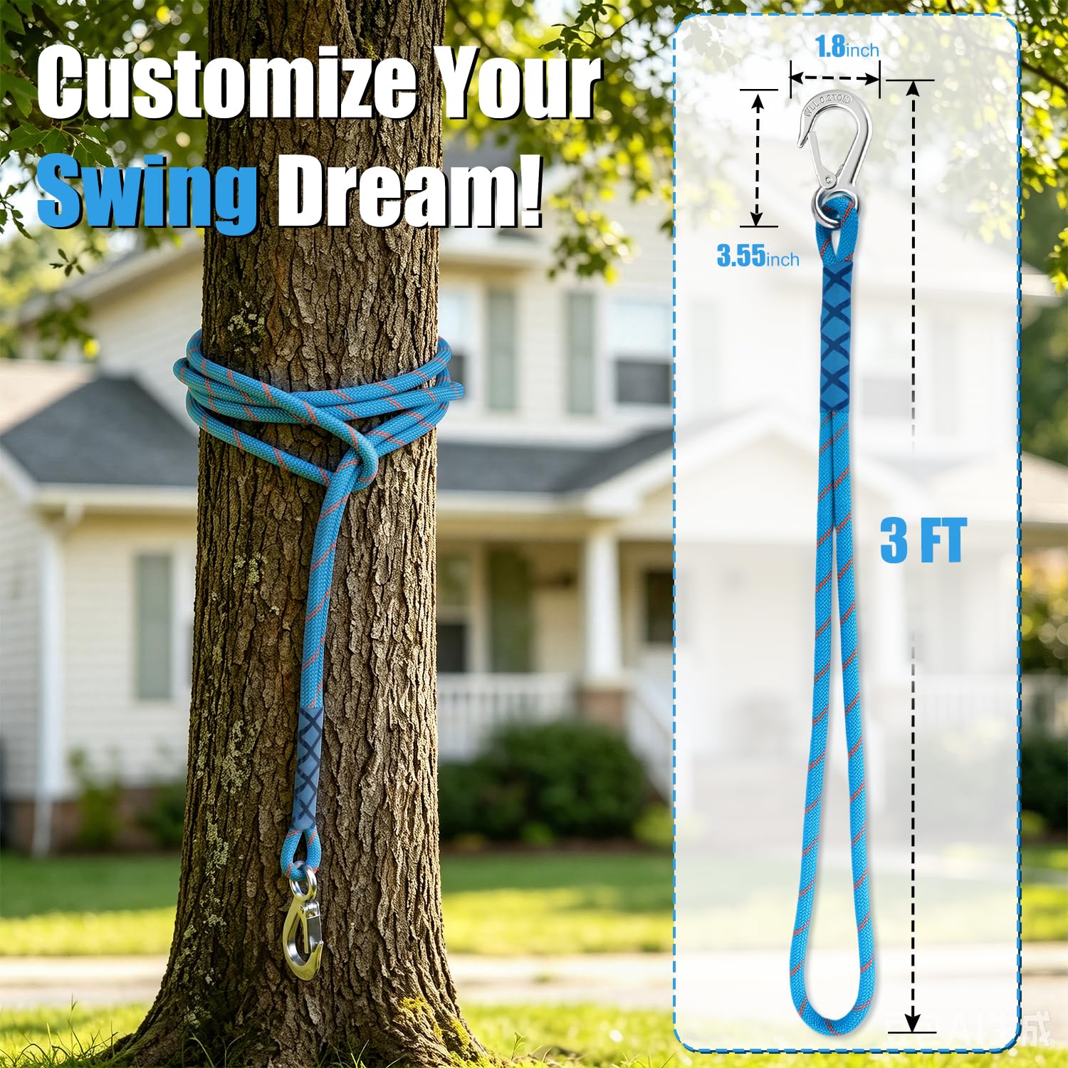 KKIKK 2 Pack Tree Swing Straps Hanging Kit with Stainless Steel Buckle