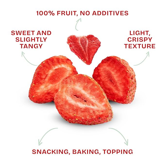 Drybox Freeze Dried Strawberries Sliced | 100% Natural Fruit | Freeze Dried Strawberry Source | No Sugar & Additives | Healthy Snack & Topping for Beverages or Recipes | Non-GMO, Vegan, Gluten Free, 0.56 oz 4 pack
