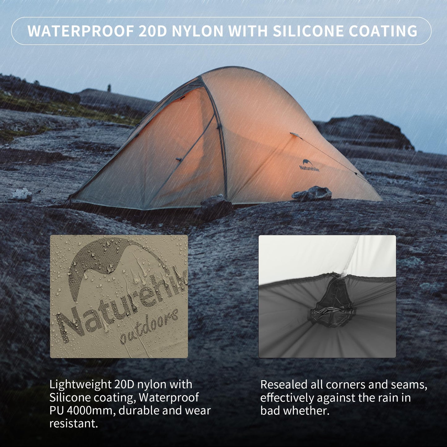 Naturehike Cloud-Up 1 Person Tent, Lightweight Backpacking Tents for One Man, Waterproof Ultralight
