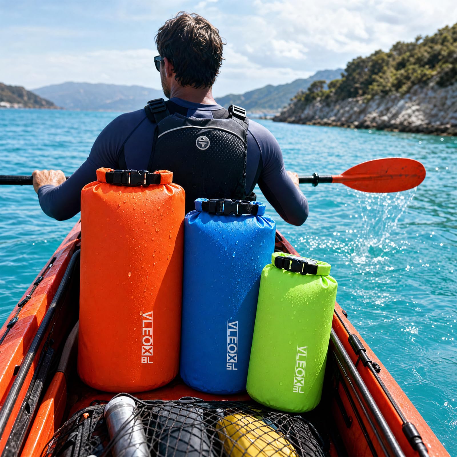 vleoX Dry Bag 3-Pack/5-Pack, Lightweight Dry Sack, Waterproof Bags